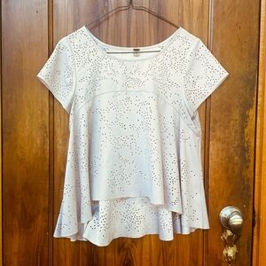 Vintage Free People Pale Pink Laser Cut Baby Doll Blouse (S)